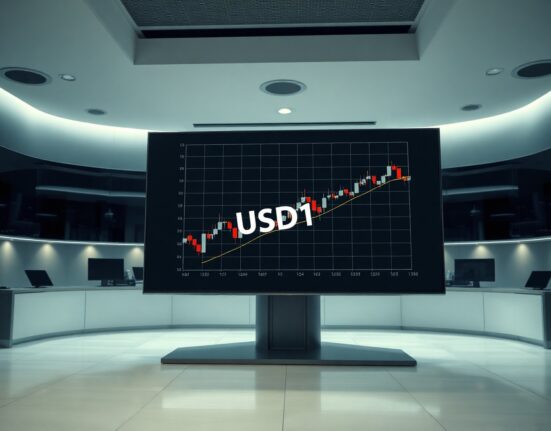 Digital trading screen showing USD1 stablecoin chart on Binance