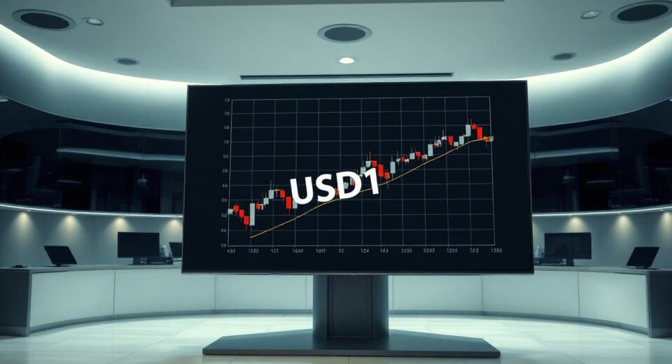 Digital trading screen showing USD1 stablecoin chart on Binance