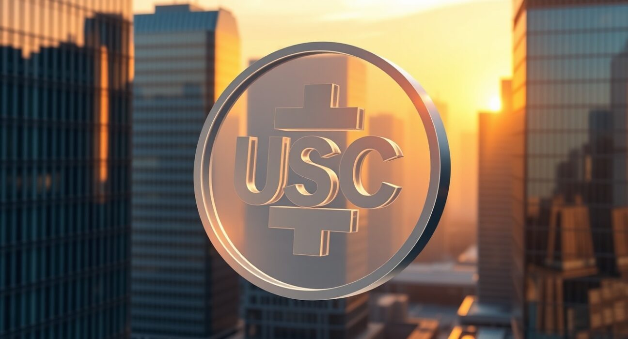 USDC stablecoin symbol representing financial stability and growth potential in modern cryptocurrency markets.