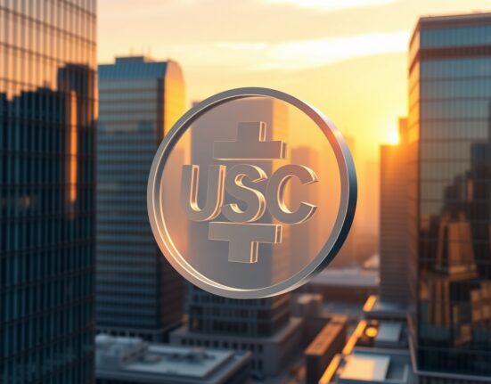 USDC stablecoin symbol representing financial stability and growth potential in modern cryptocurrency markets.