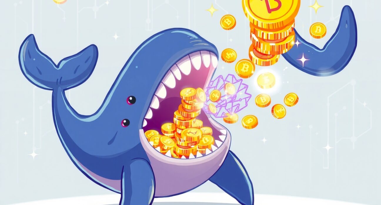 USDC minted as cartoon whale creates massive stablecoin supply for cryptocurrency markets