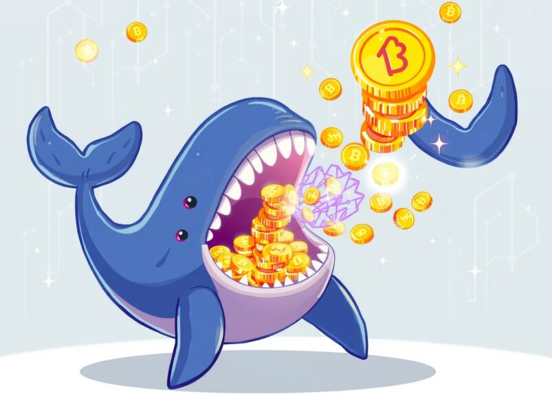 USDC minted as cartoon whale creates massive stablecoin supply for cryptocurrency markets
