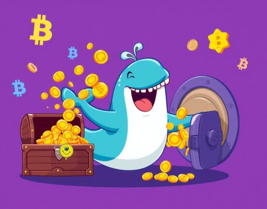 Whale pouring USDC coins into crypto vault showing massive stablecoin creation