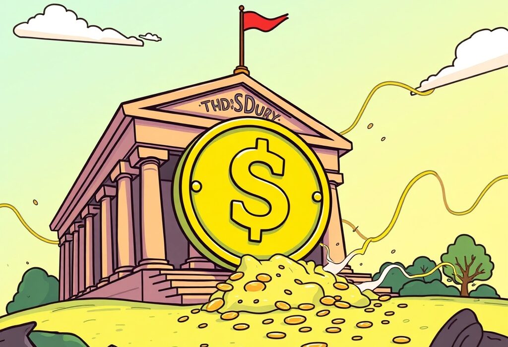 A cartoon illustration showing 250 million USDC minted, representing a significant stablecoin influx into the digital economy.