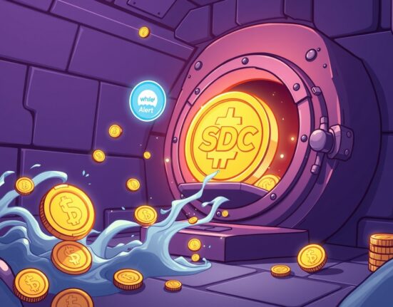 A vibrant cartoon shows 250 million USDC minted, signifying a major stablecoin market event and its impact on crypto liquidity.