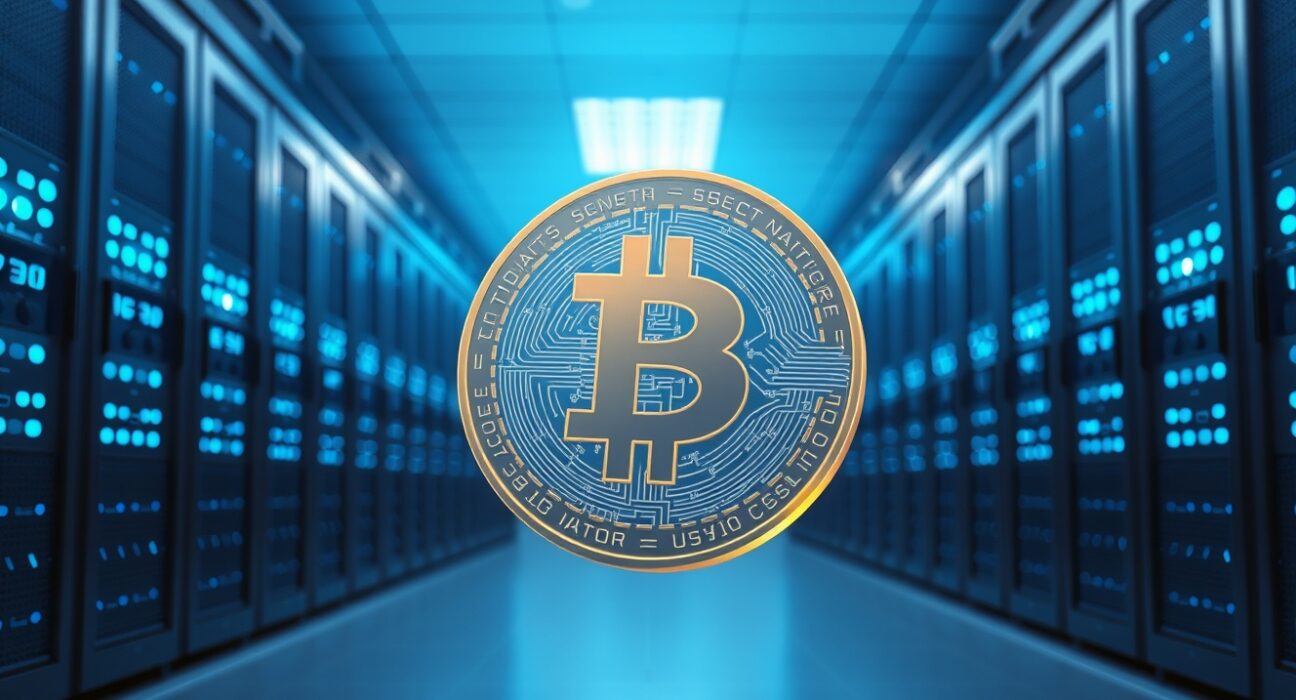 Digital representation of USDC stablecoin minting process in secure data center environment