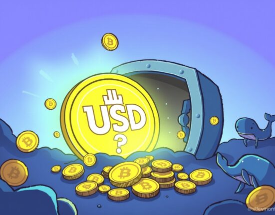 A cartoon illustration showing a large USDC minting event in a digital treasury, symbolizing significant stablecoin activity and market impact.