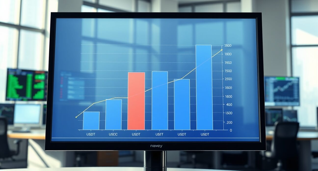USDC surpasses Tether in stablecoin trading volume dominance on financial market data screen