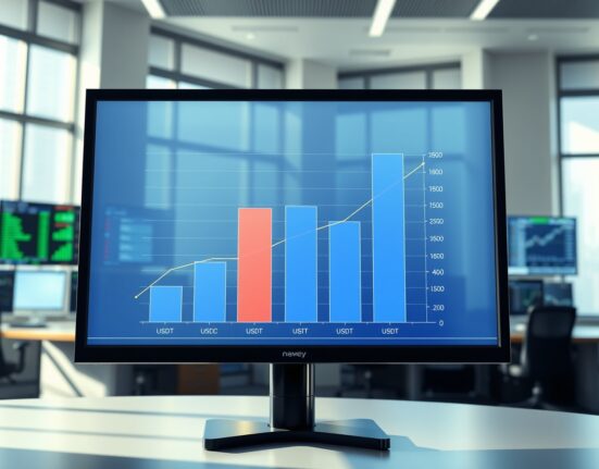 USDC surpasses Tether in stablecoin trading volume dominance on financial market data screen