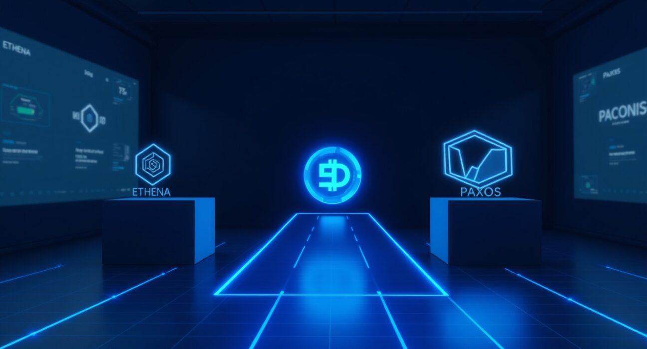 Visualization of a 205 million USDC stablecoin transfer between Ethena and Paxos platforms