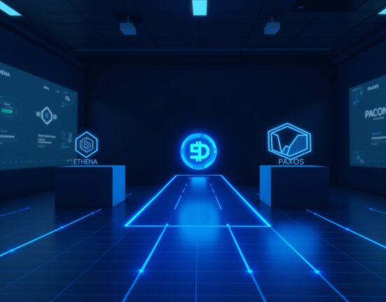 Visualization of a 205 million USDC stablecoin transfer between Ethena and Paxos platforms