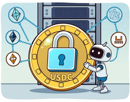 Cartoon image depicting a temporary halt of USDC withdrawals on a crypto exchange due to essential network maintenance.