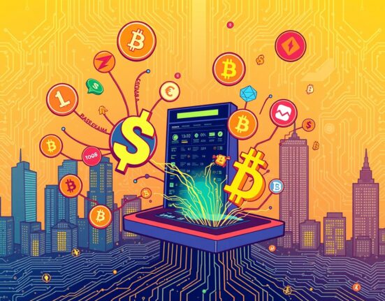 A vibrant illustration of USDH stablecoin trading on Hyperliquid, symbolizing new opportunities in crypto markets.