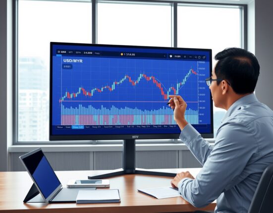 Financial analyst reviews USDMYR bullish reversal pattern chart for OCBC forecast.
