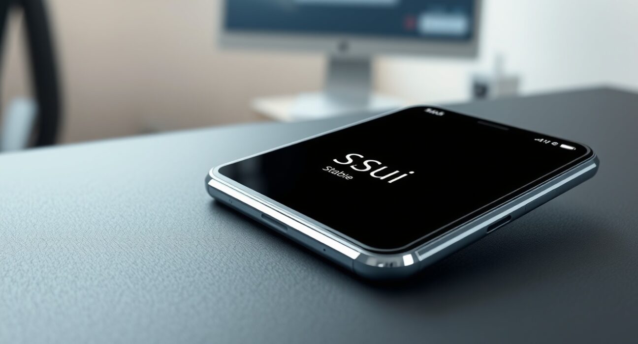 Smartphone displaying the USDsui stablecoin balance in a Sui ecosystem cryptocurrency wallet interface.