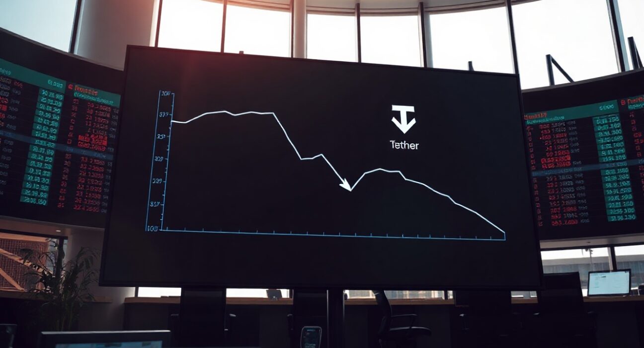 Analyst chart showing USDT market cap decline on a trading screen