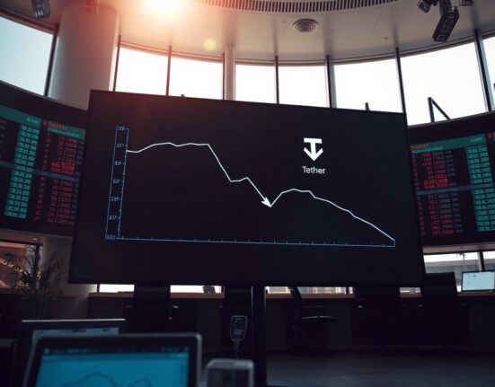 Analyst chart showing USDT market cap decline on a trading screen
