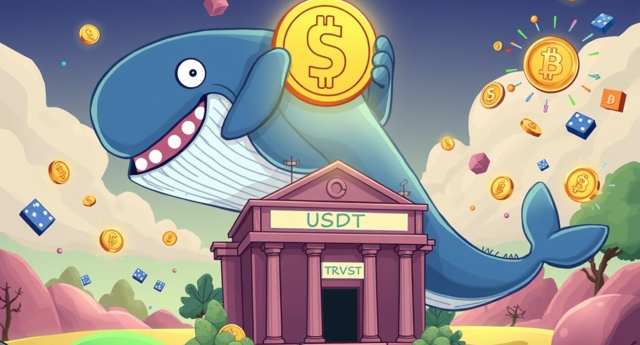 A large sum of USDT minted at the Tether Treasury, signifying a major crypto market event.