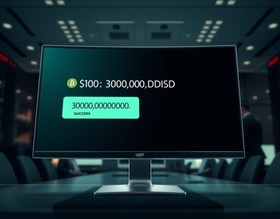 A digital wallet interface showing a confirmed 300,000,000 USDT transfer from HTX to an unknown wallet, highlighting a major stablecoin whale movement.