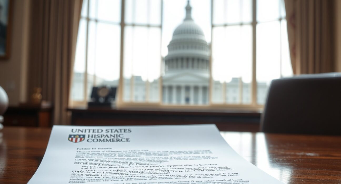 USHCC letter opposing the Clarity Act on a desk with the U.S. Capitol in the background