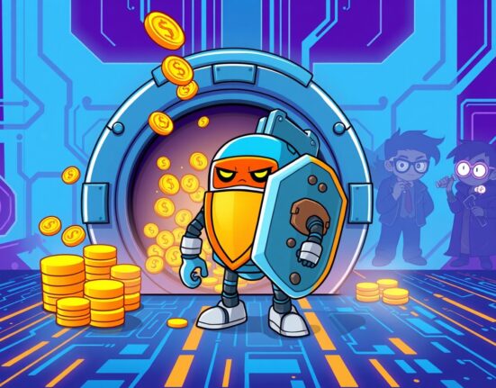 Cartoon illustration of the USPD exploit showing a breached digital vault.