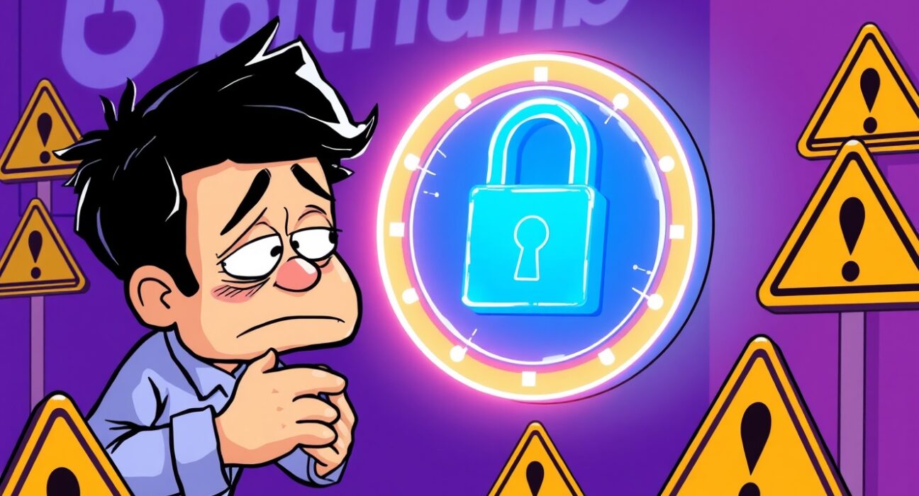 A cartoon showing Bithumb protecting investors by investigating UXLINK security concerns.