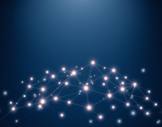 UXLINK's new AI ecosystem visualized as an interconnected digital network.