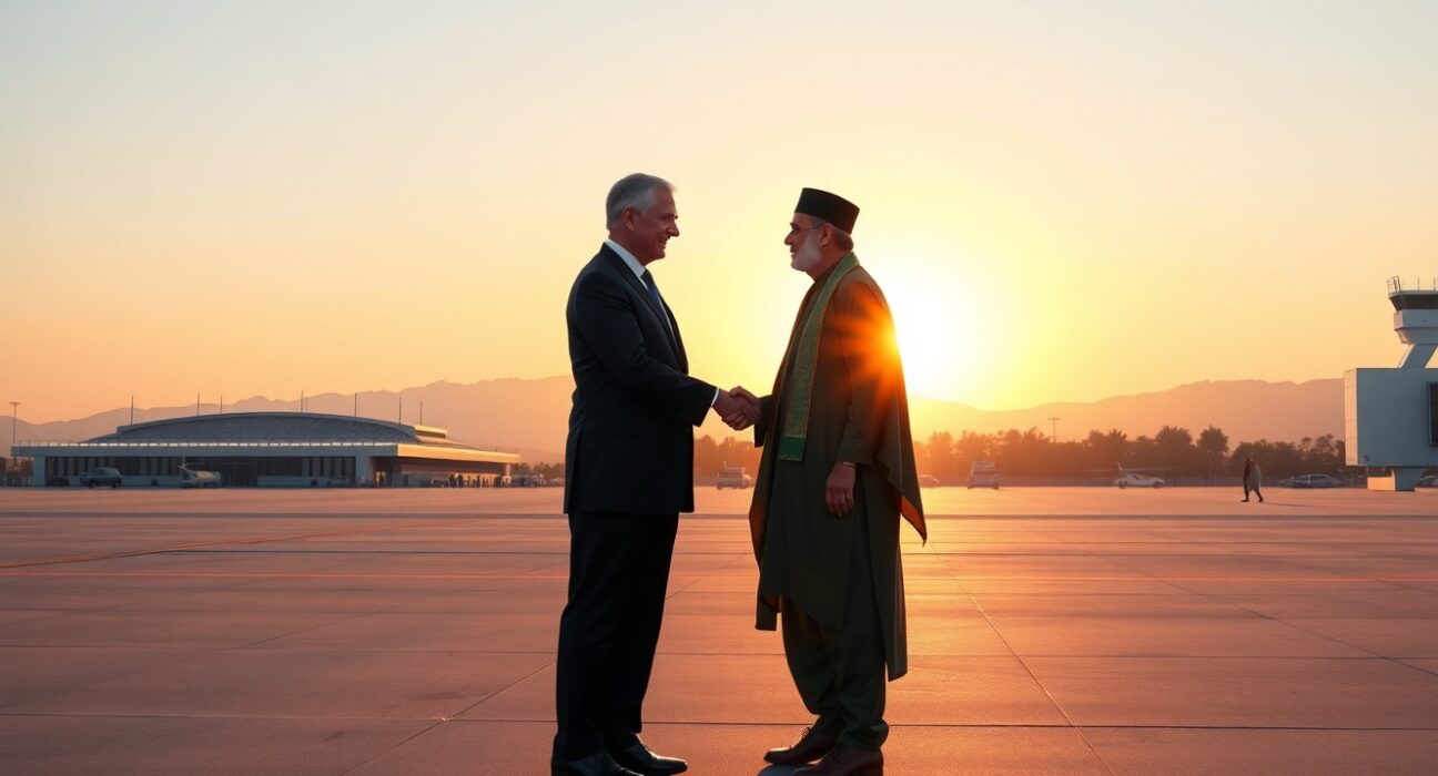 U.S. Vice President Vance arrives in Islamabad for diplomatic talks with Pakistani officials.