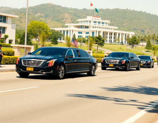 Vice President Vance's diplomatic motorcade traveling to Iran talks in Pakistan