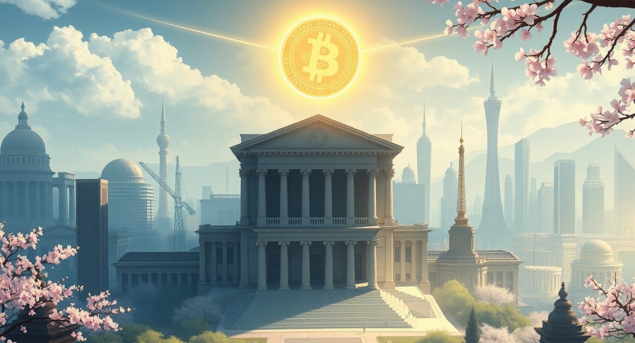 Conceptual art representing VanEck's 2050 Bitcoin prediction as a foundational global digital asset.