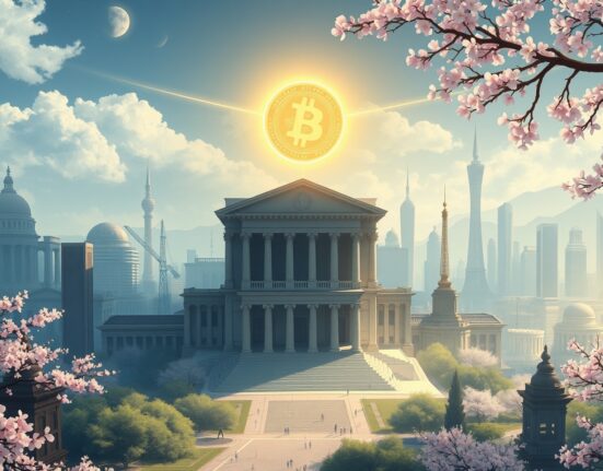 Conceptual art representing VanEck's 2050 Bitcoin prediction as a foundational global digital asset.