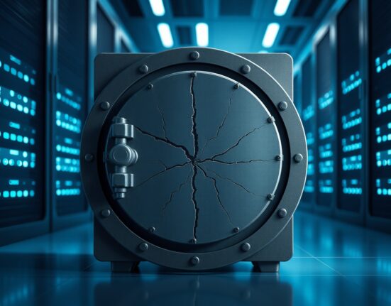 Venus Protocol exploit and bad debt crisis illustrated as a breached digital vault.