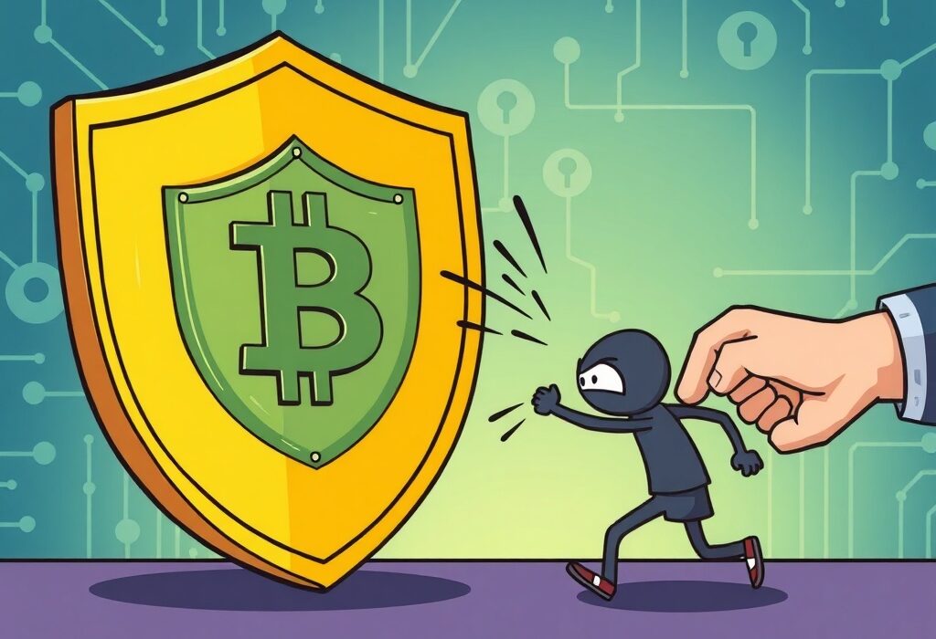 A cartoon image illustrating the decisive Venus Protocol liquidation protecting user funds from an attacker.