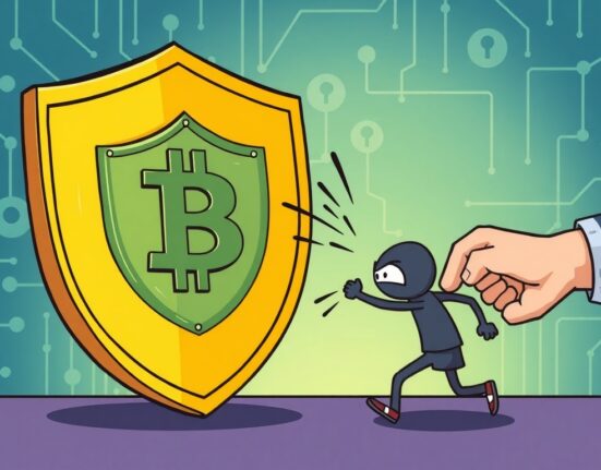 A cartoon image illustrating the decisive Venus Protocol liquidation protecting user funds from an attacker.