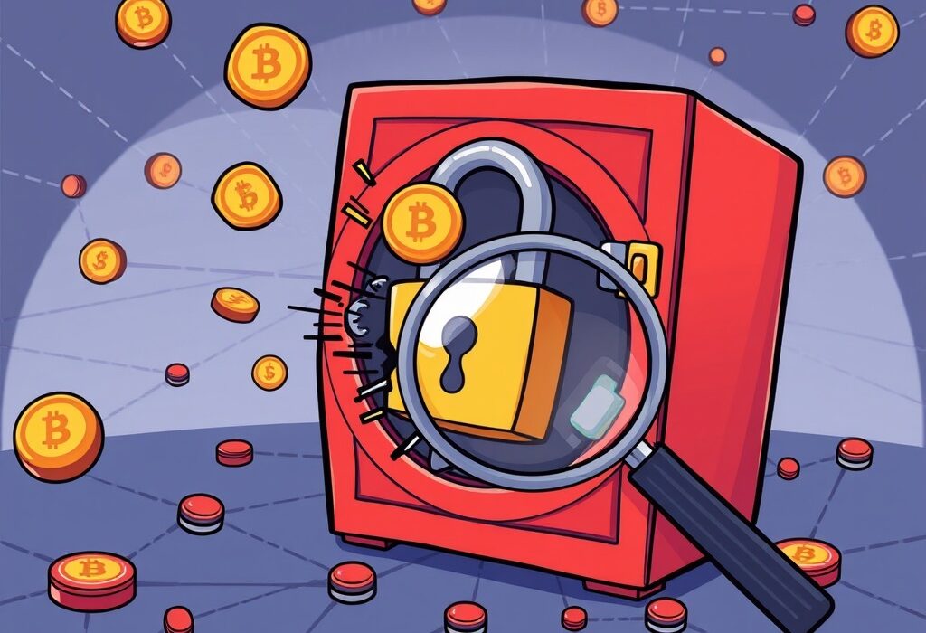 A cartoon illustration showing the Venus Protocol suspension and investigation into suspicious crypto transactions.