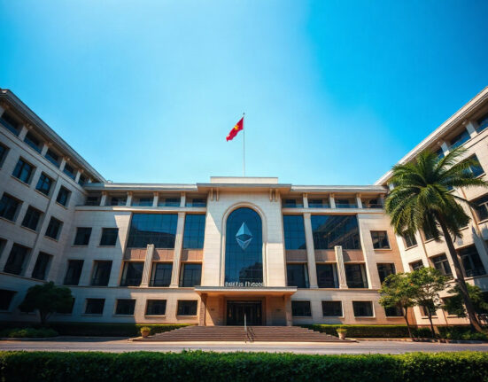 Government building in Hanoi, Vietnam, symbolizing crypto regulation efforts