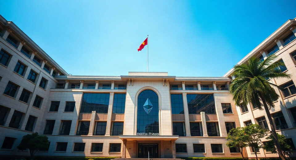 Government building in Hanoi, Vietnam, symbolizing crypto regulation efforts