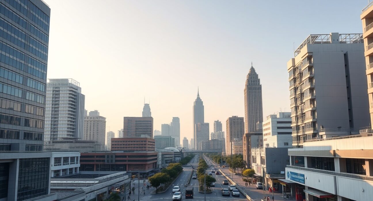 Modern skyline of Ho Chi Minh City on a clear day, representing Vietnam's economic growth.