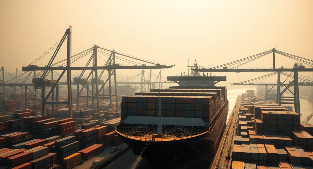 Busy container port in Ho Chi Minh City, Vietnam, illustrating strong trade activity and economic growth.