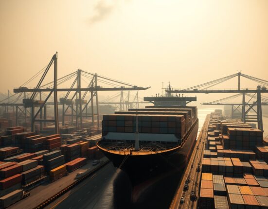 Busy container port in Ho Chi Minh City, Vietnam, illustrating strong trade activity and economic growth.
