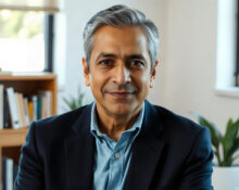 Vijay Pande, co-founder of VZVC, in a thoughtful pose in his office