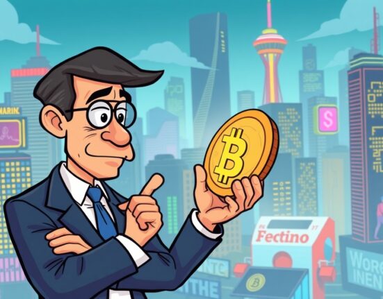 A cartoon regulator thoughtfully considering the inherent worth of digital currencies, clarifying the virtual assets ontological value debate.