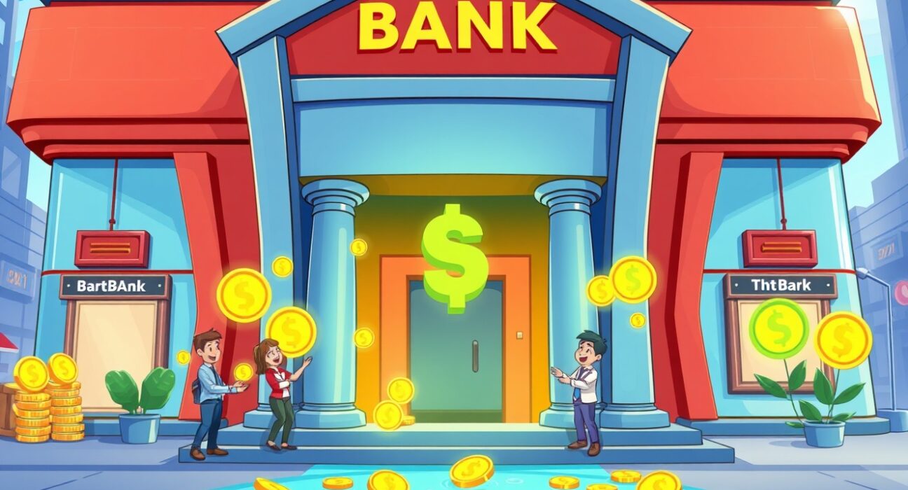 Visa USDC payment services connecting digital currency to traditional banking in a vibrant illustration