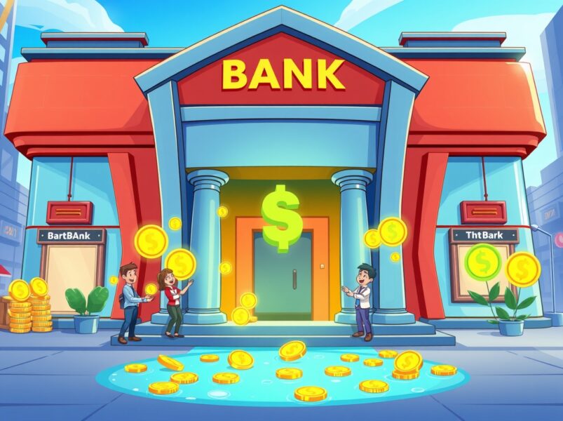 Visa USDC payment services connecting digital currency to traditional banking in a vibrant illustration