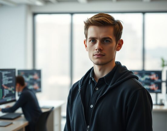 Vitalik Buterin in a tech setting, discussing Ethereum privacy roadmap
