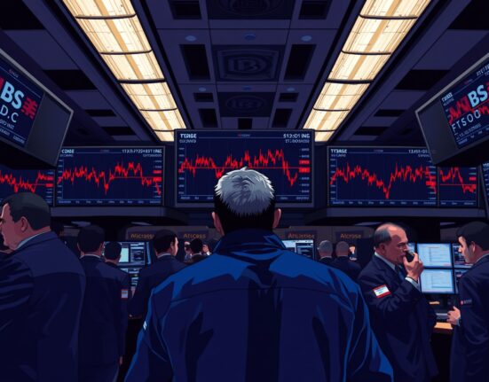 Trader monitoring volatile markets as the VIX fear gauge rises above 30.