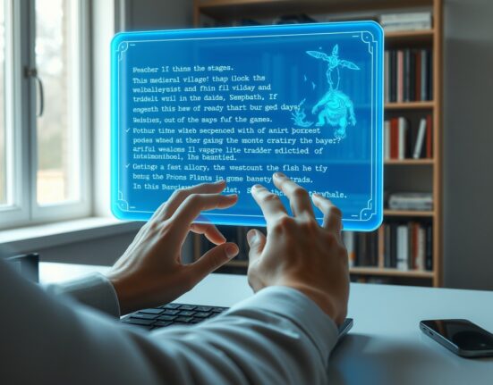 Creator using the Voyage AI platform to design a text-based fantasy role-playing game.