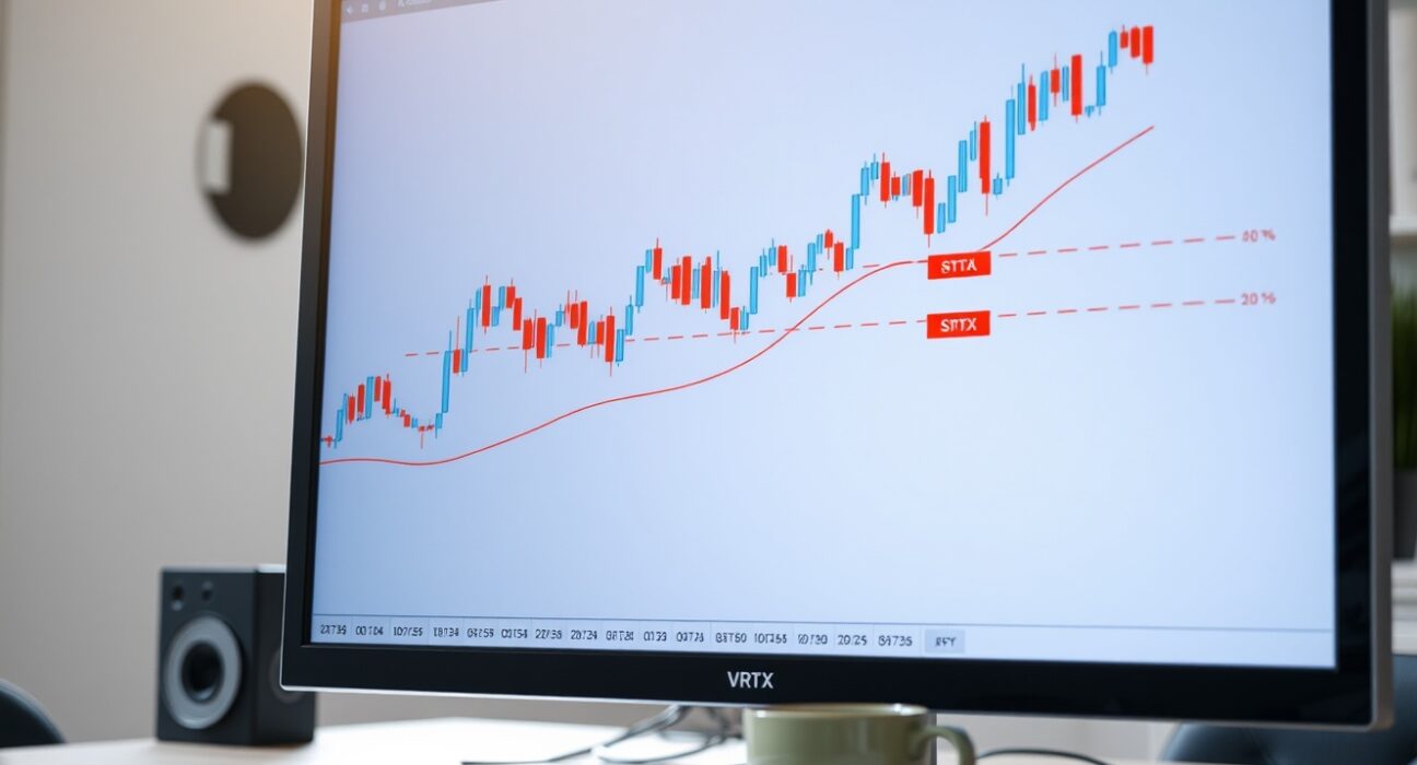 VRTX stock chart with Elliott Wave analysis showing bullish price targets