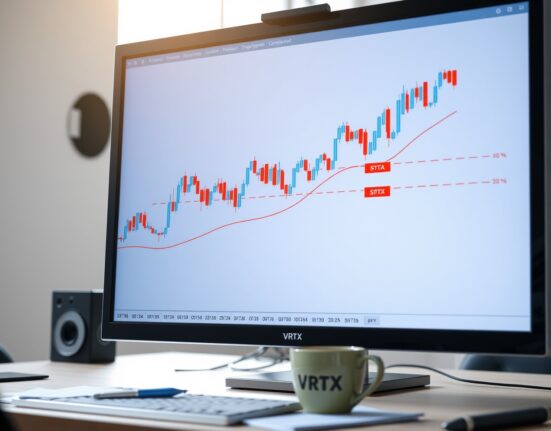 VRTX stock chart with Elliott Wave analysis showing bullish price targets