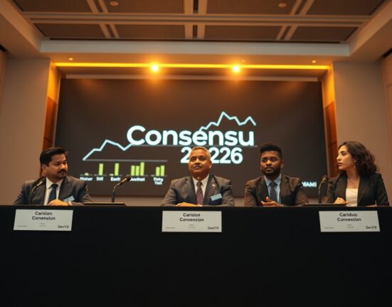 Panel of executives discussing institutional crypto adoption at Consensus 2026 conference in Miami